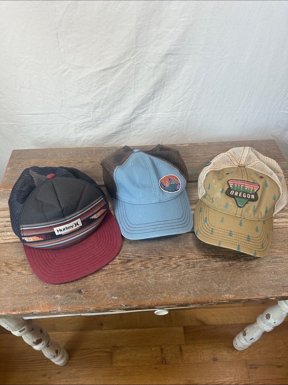 Hurley Maroon and Black Patterned Trucker Hat